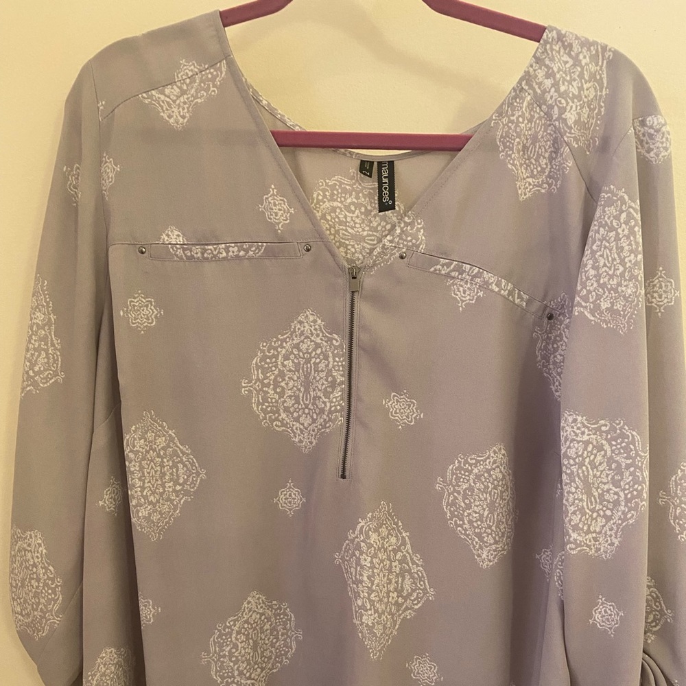 PLUS Grey and White Blouse